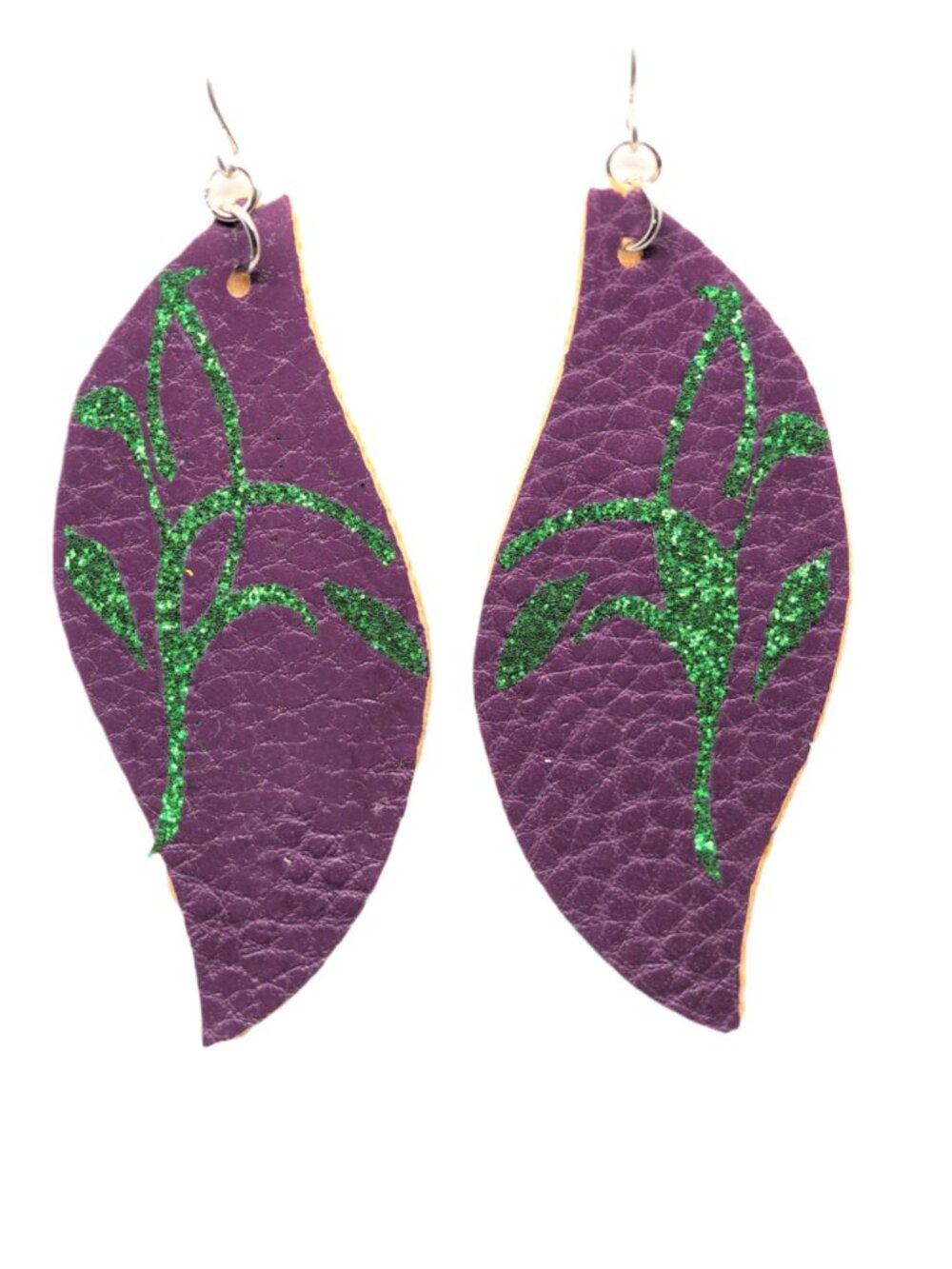 Burgundy Leaf Stained Glass Earrings